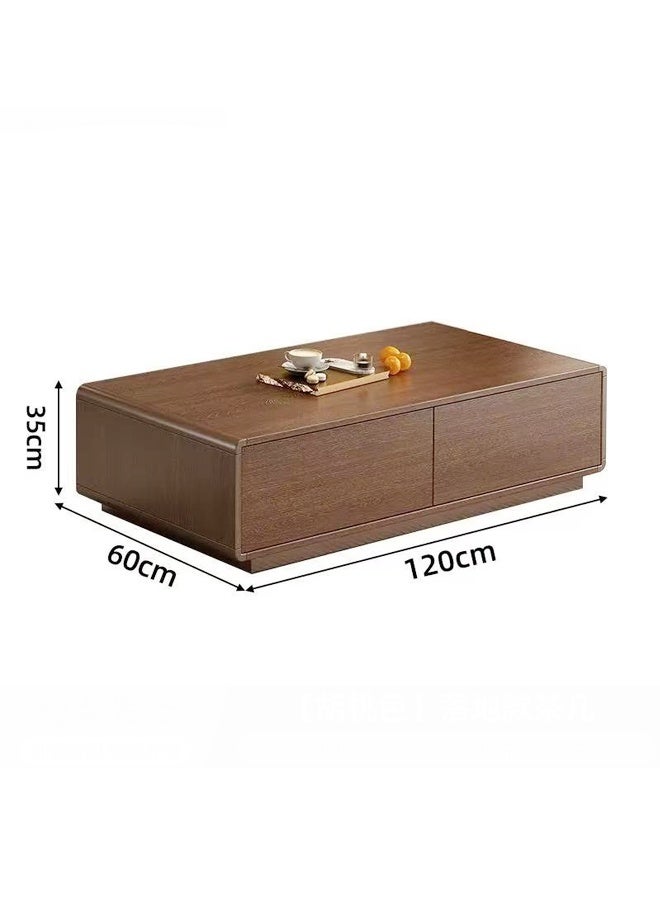 fashionhome Modern Solid Wood Coffee Table with Hidden Storage Drawers, Low-Profile Rectangular Living Room Center Table, Minimalist Japanese-Inspired Design, Smooth Wood Finish, Space-Saving Storage Furniture, 120×60×35 cm - Image 3